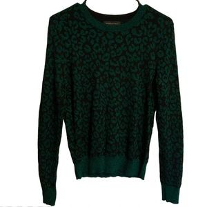 Banana Republic Sparkly Green and Black Leopard/Cheetah Print Sweater Size S